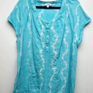 Indigo Womens Top 3X Cotton Nautical Breathable Casual Everyday Wear Comfort